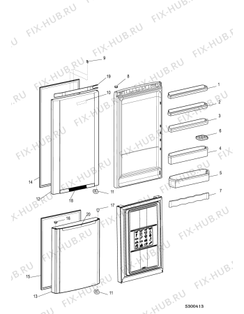 Взрыв-схема холодильника Whirlpool BTNF5323W (F105454) - Схема узла
