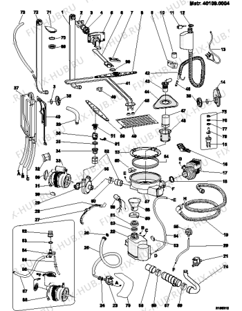 Взрыв-схема посудомоечной машины Indesit DV66 (F017032) - Схема узла