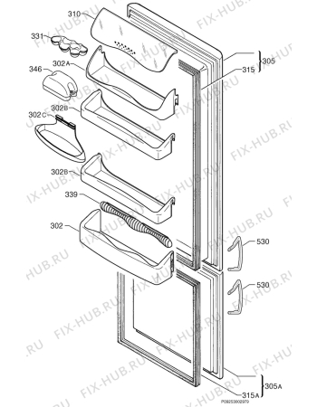 Взрыв-схема холодильника Rex RC340BSEG - Схема узла Door 003