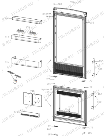 Схема №2 NRK7191JW (559551, HZF39794C) с изображением Дверь для холодильника Gorenje 602642
