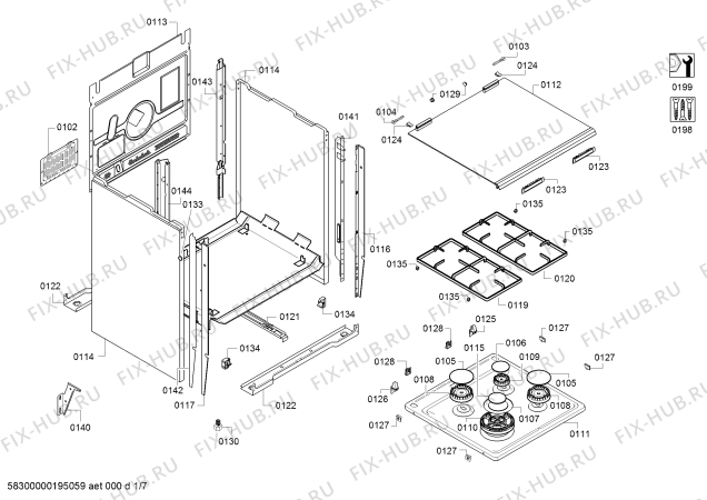 Схема №2 HX74W536N с изображением Столешница для электропечи Siemens 00715448