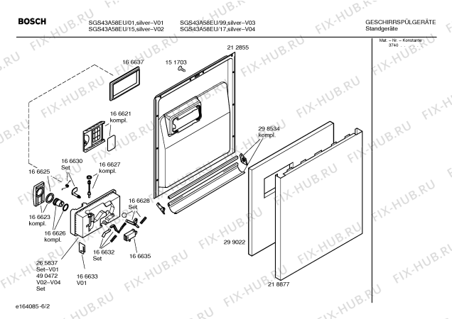 Схема №3 SGU55M42EP с изображением Крепеж для посудомоечной машины Bosch 00170815