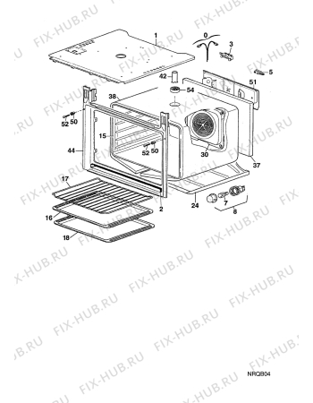 Взрыв-схема плиты (духовки) Privileg Quelle EB8090E-P (X)FAE MP. - Схема узла Oven