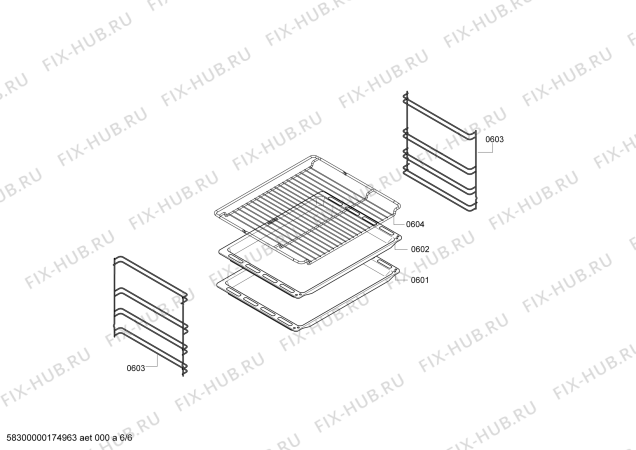 Взрыв-схема плиты (духовки) Bosch HBN231E0Y - Схема узла 06
