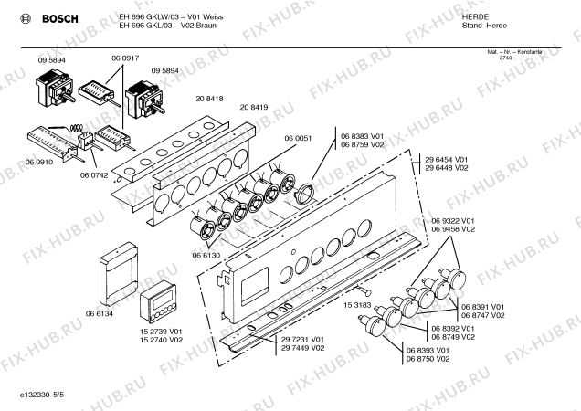 Схема №2 EH696GKLW с изображением Стеклокерамика для электропечи Bosch 00233760