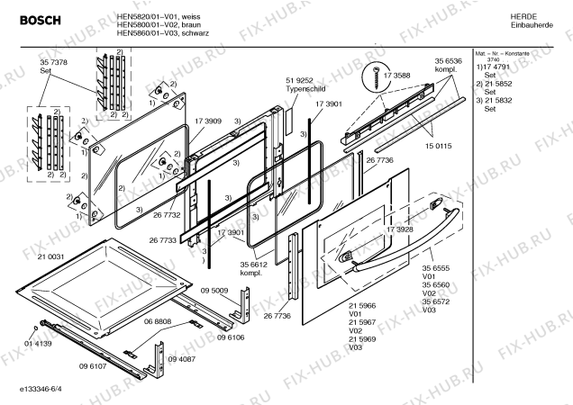 Схема №2 HEN5860 с изображением Инструкция по эксплуатации для плиты (духовки) Bosch 00525379