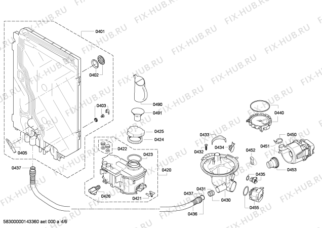 Взрыв-схема посудомоечной машины Siemens SN65E005EU - Схема узла 04