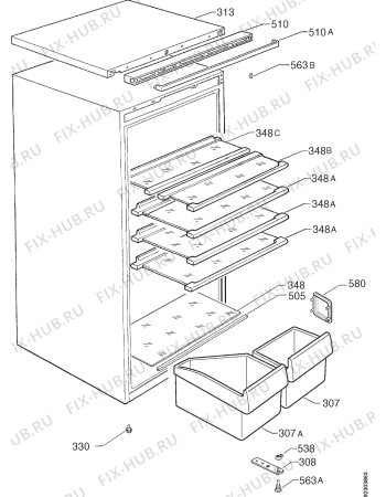 Взрыв-схема холодильника Zanker CL235GL - Схема узла Housing 001