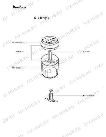 Взрыв-схема блендера (миксера) Moulinex AT71P1(1) - Схема узла RP001359.9P2