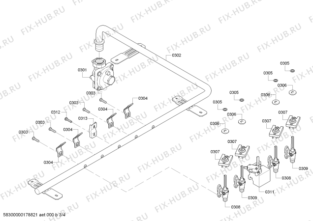 Схема №1 NGM5655UC Bosch с изображением Комплект форсунок для духового шкафа Bosch 00757922