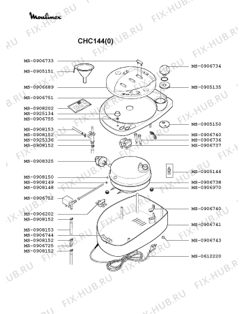Взрыв-схема утюга (парогенератора) Moulinex CHC144(0) - Схема узла KP002219.6P2