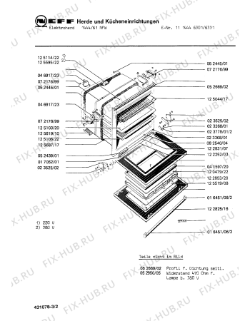 Взрыв-схема плиты (духовки) Neff 1114446331 1444/61NFW - Схема узла 02