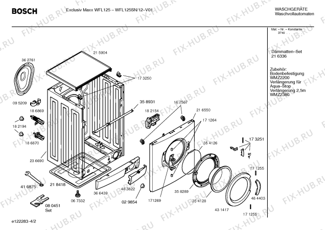 Схема №2 WFL125SN Exclusiv Maxx WFL125 с изображением Таблица программ для стиральной машины Bosch 00584107