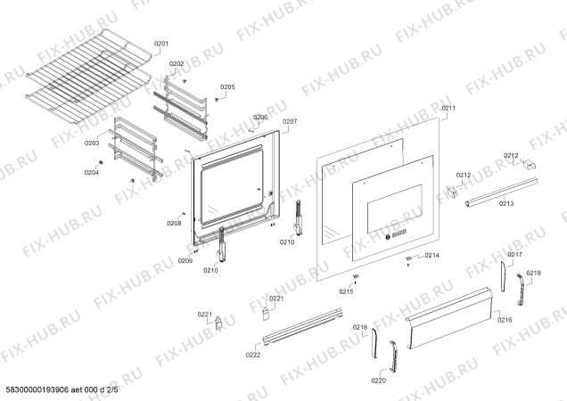 Взрыв-схема плиты (духовки) Bosch HSG45I30SC HSG45I30SC Cocina a gas Bosch Inox - Схема узла 02