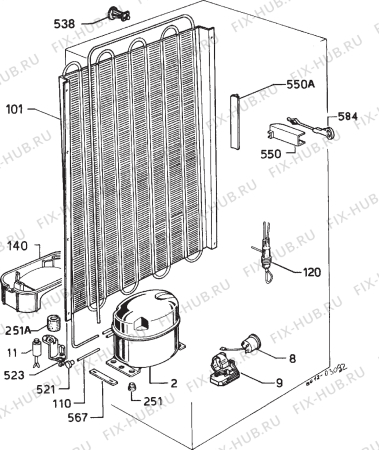 Взрыв-схема холодильника Privileg 013953 5 - Схема узла Cooling system 017