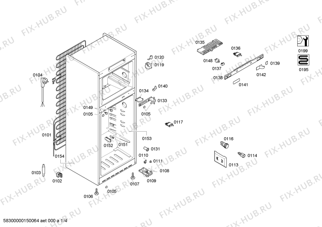 Схема №1 KDN40A20 с изображением Корпус для холодильника Siemens 00623854