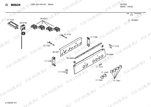 Схема №1 HSN222HEU с изображением Стеклокерамика для духового шкафа Bosch 00235153