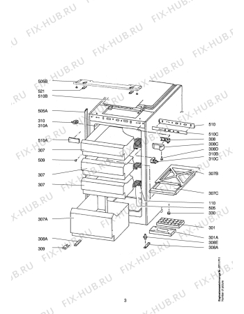 Взрыв-схема холодильника Aeg ARC1145-6I - Схема узла Housing 001
