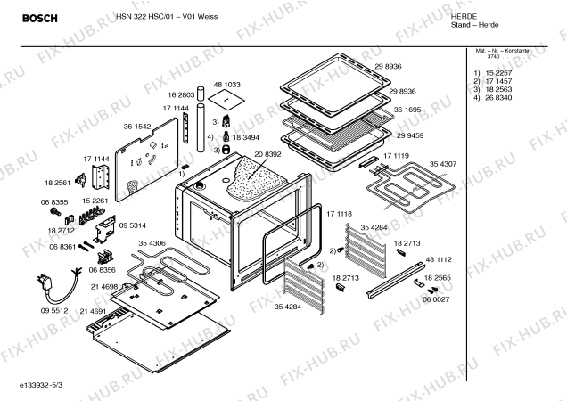 Взрыв-схема плиты (духовки) Bosch HSN322HSC - Схема узла 03