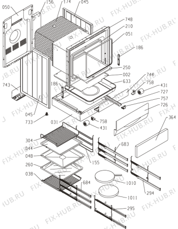 Взрыв-схема плиты (духовки) Gorenje EC781E (287857, E54T2-E4) - Схема узла 03