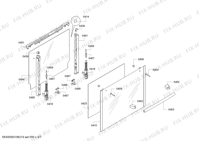 Взрыв-схема плиты (духовки) Bosch HCA743350G - Схема узла 04