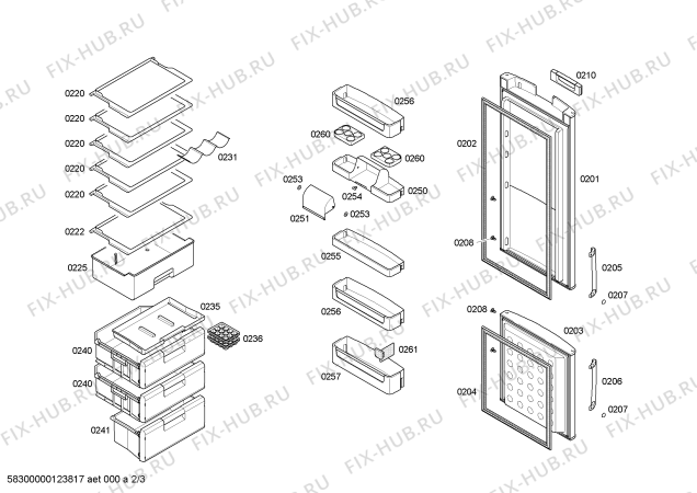 Взрыв-схема холодильника Bosch KGS39V01 - Схема узла 02
