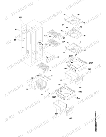 Взрыв-схема холодильника Frigidaire MTRS265WG - Схема узла Internal parts