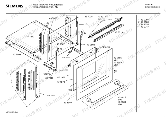 Схема №1 HE784570C с изображением Инструкция по эксплуатации для плиты (духовки) Siemens 00589731