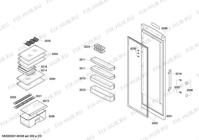 Взрыв-схема холодильника Bosch KSR30N11GB - Схема узла 02