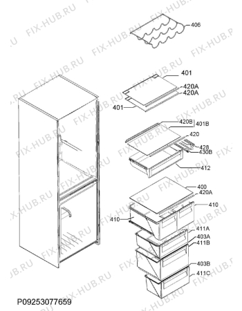 Взрыв-схема холодильника Aeg RCB53428TX - Схема узла Internal parts
