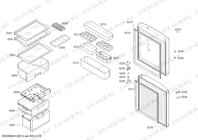 Схема №3 KK20V0110W с изображением Уплотнитель двери для холодильника Siemens 00243102