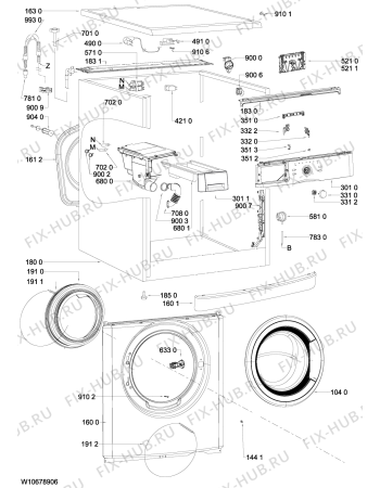 Схема №1 AWO/D 6024 с изображением Обшивка для стиралки Whirlpool 481010652067