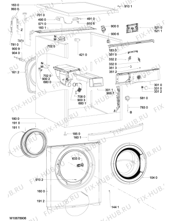 Схема №1 AWOC 7200 с изображением Модуль (плата) для стиральной машины Whirlpool 481010593883