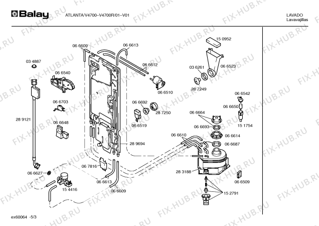 Взрыв-схема посудомоечной машины Balay V4700R ATLANTA V4700 - Схема узла 03