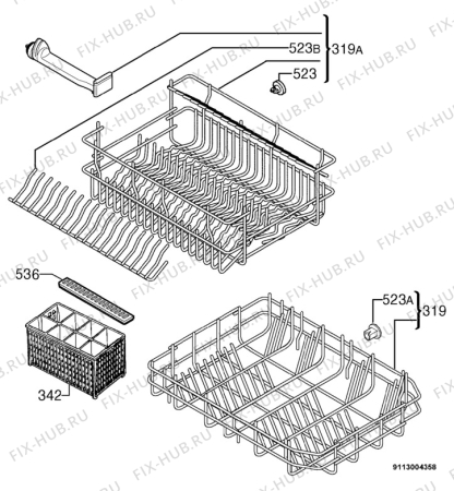 Взрыв-схема посудомоечной машины Foron SI0942W - Схема узла Basket 160
