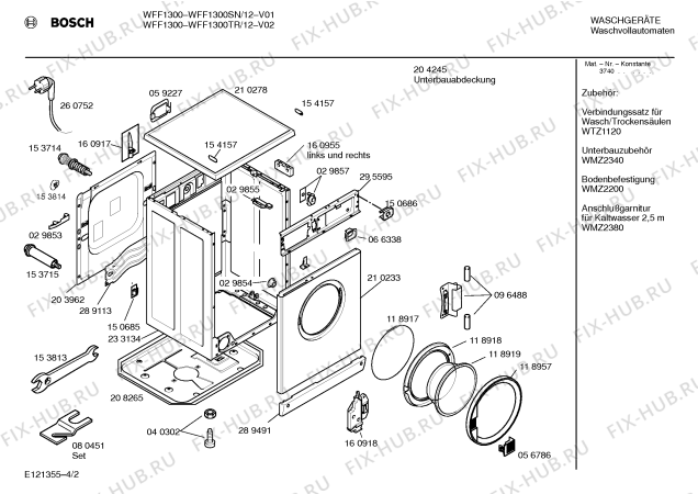 Взрыв-схема стиральной машины Bosch WFF1300TR WFF1300 - Схема узла 02