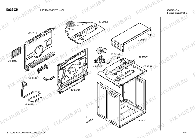 Взрыв-схема плиты (духовки) Bosch HBN200350E - Схема узла 03