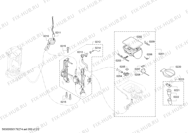 Схема №2 TAS4501 TASSIMO с изображением Крышка для электрокофемашины Bosch 12004801