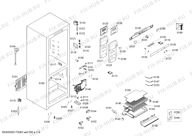 Схема №1 KGN53XI25A с изображением Вентилятор для холодильника Bosch 11027646