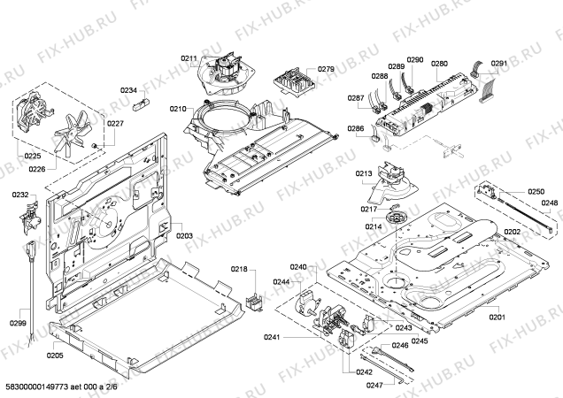 Взрыв-схема плиты (духовки) Bosch HBR77S651E - Схема узла 02