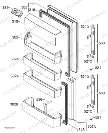 Взрыв-схема холодильника Rex Electrolux RN3611OOX - Схема узла Door 003
