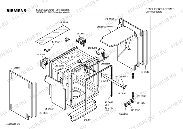 Схема №4 SE55A532EU с изображением Панель управления для посудомойки Siemens 00435534