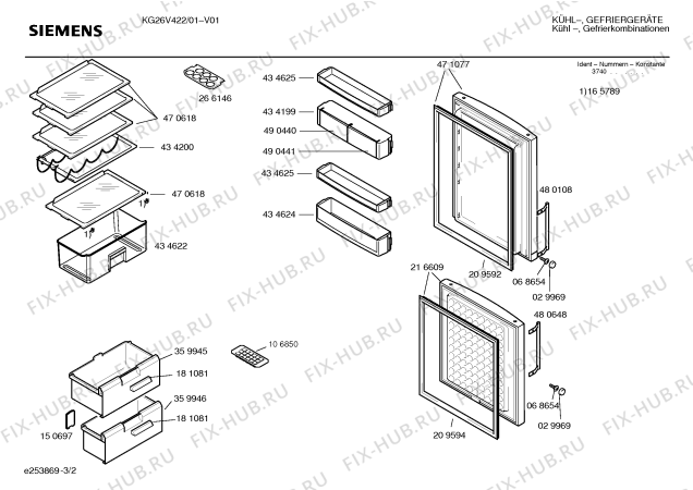 Взрыв-схема холодильника Siemens KG26V422 - Схема узла 02