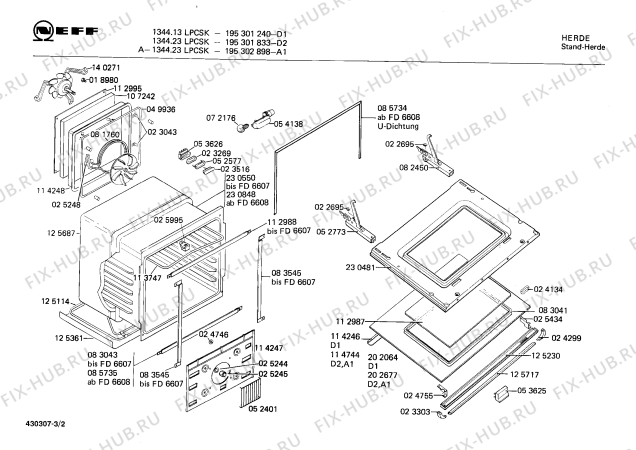 Схема №1 195301830 1344.21WS с изображением Уплотнитель для плиты (духовки) Bosch 00083043