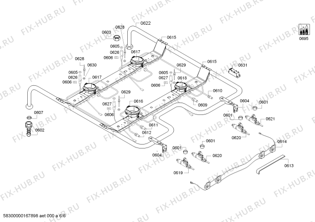 Схема №3 CH755326IL с изображением Ручка переключателя для плиты (духовки) Bosch 00627864