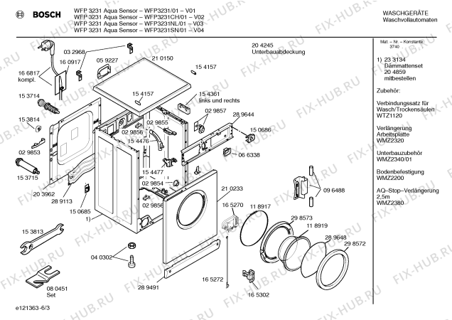Схема №2 WFP3330SN WFP3330 Aqua-Sensor с изображением Таблица программ для стиралки Bosch 00521000