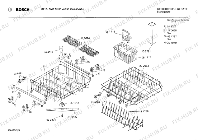 Схема №2 0730101658 S612 с изображением Столешница для посудомойки Bosch 00203610