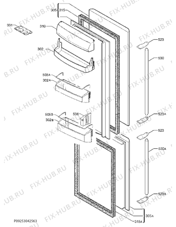 Взрыв-схема холодильника Aeg Electrolux S80368KG - Схема узла Door 003