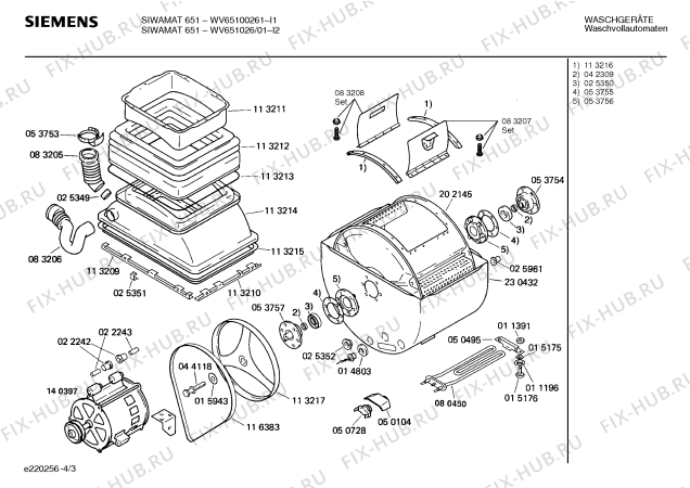 Схема №1 WV65100261 SIWAMAT 651 с изображением Таблица программ для стиральной машины Siemens 00085421
