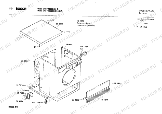 Взрыв-схема сушильной машины Bosch WMT465259B T4652 - Схема узла 02